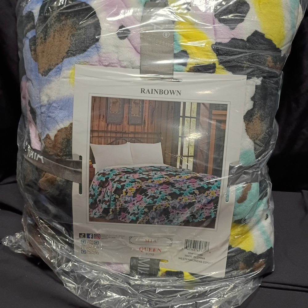 MIA Rainbow Cow Print Blanket Queen Size